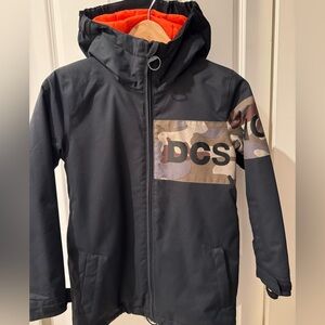 DC Black and Camo Snowboarding Jacket with Orange Lining